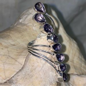 Amethyst multi-gem handcrafted adjustable ring